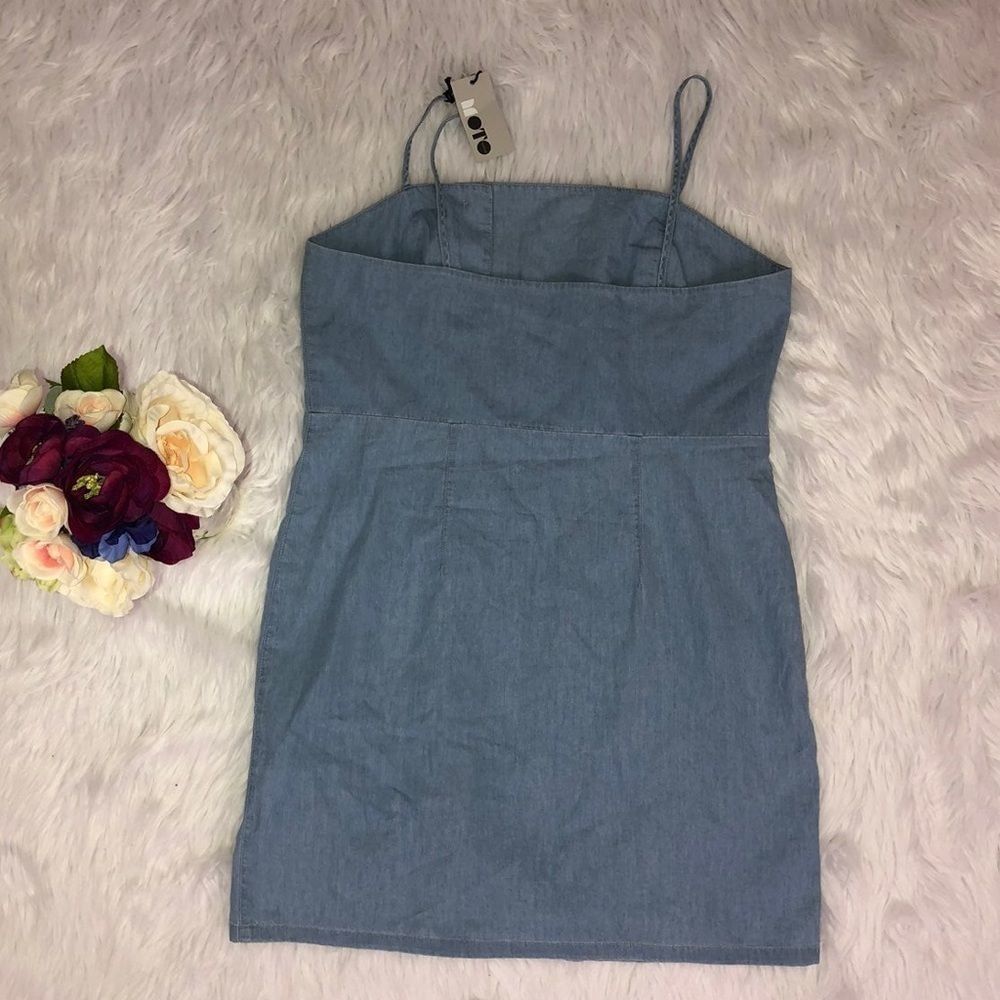 Topshop Moto Horn Button Denim Dress 12 - Picture 4 of 8